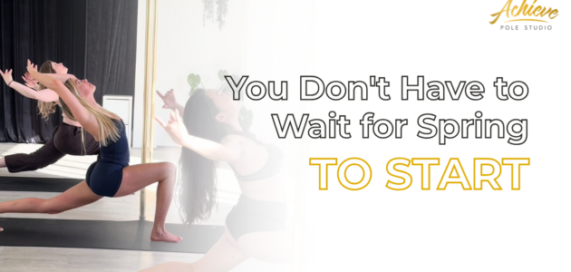 Beginner practising pole dancing classes in Sydney during winter at Achieve Pole Studio Rosebery